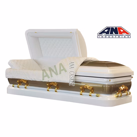 Ana American Style 27 Inch Inside Width Brush Gold Metal Coffin Casket